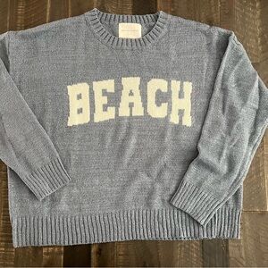 Panache Gray Crew Neck Sweater with White Lettering